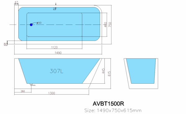 Avis Back to Wall Bathtub - Image 5