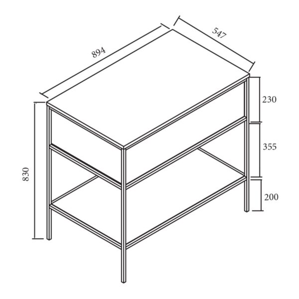 DIO 900mm Vanity Cabinet for Insert Basin - Nero Matt - Image 3