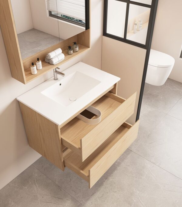 HERA 750mm Wall-Hung Vanity - Tas Oak - Image 3