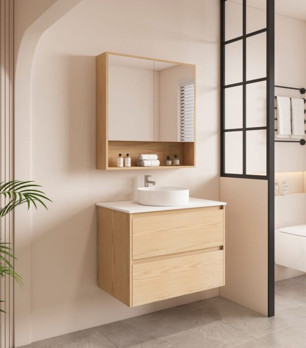 HERA 750mm Wall-Hung Vanity - Tas Oak - Image 7