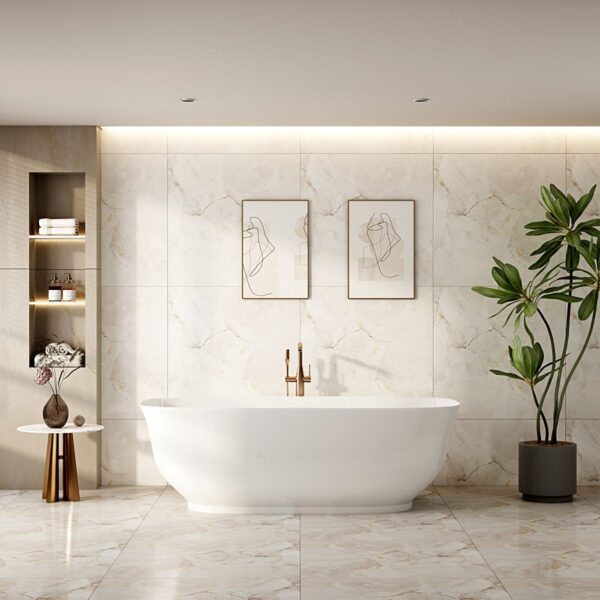 Libra Freestanding Bathtub - Gloss White - Image 2