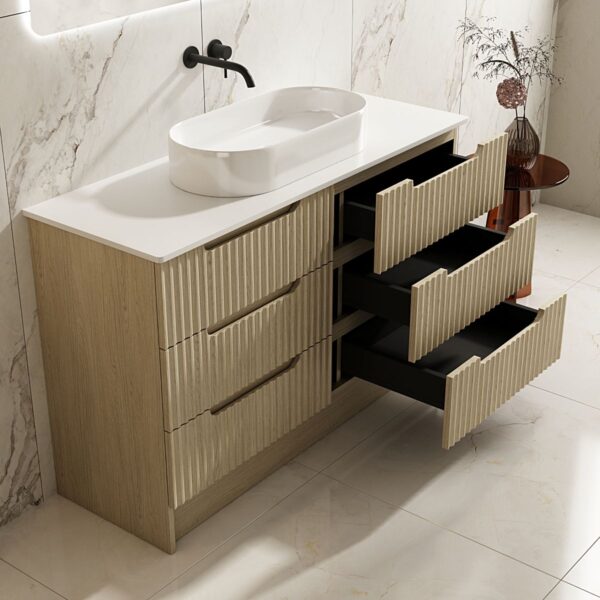 Fluted Rhea 1200mm Freestanding Cabinet - Natural Oak - Image 3