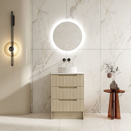 Fluted Rhea 600mm Freestanding Cabinet - Natural Oak