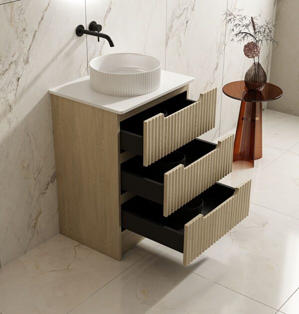 Fluted Rhea 600mm Freestanding Cabinet - Natural Oak - Image 3
