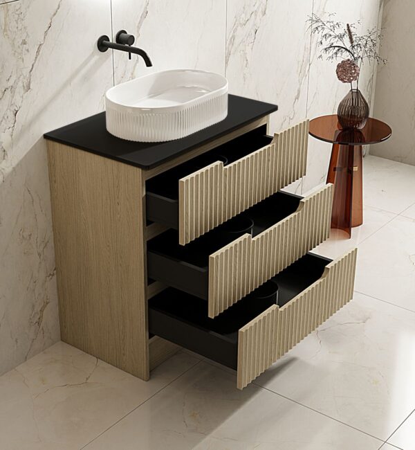 Fluted Rhea 750mm Freestanding Cabinet - Natural Oak - Image 10