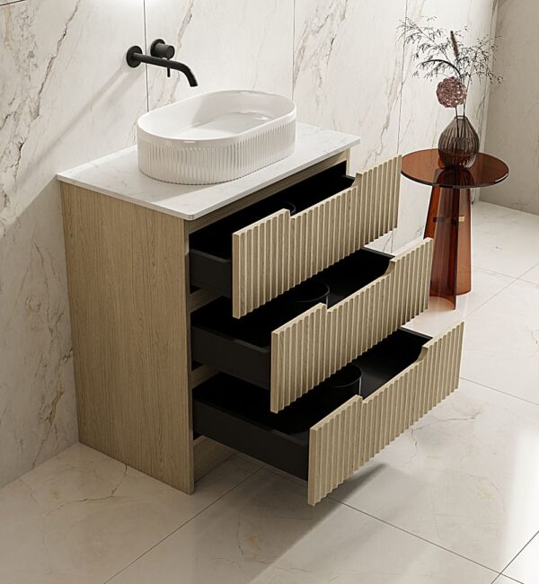 Fluted Rhea 750mm Freestanding Cabinet - Natural Oak - Image 7