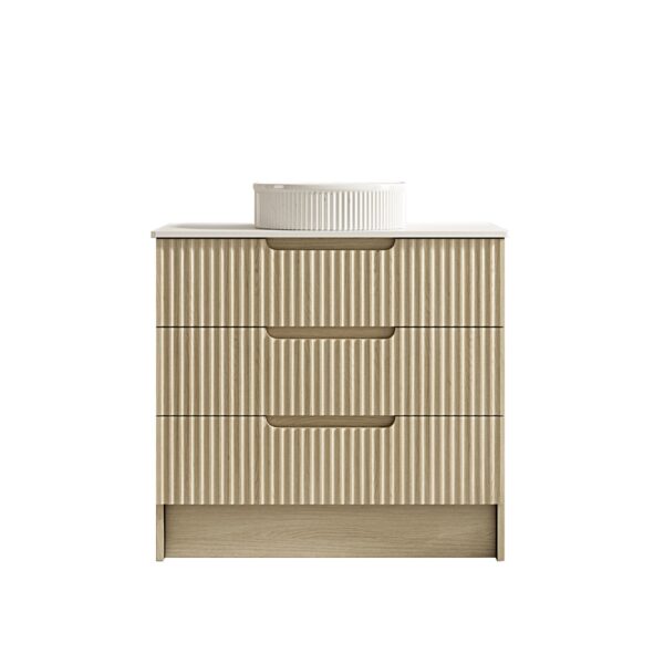 Fluted Rhea 900mm Freestanding Cabinet - Natural Oak - Image 4