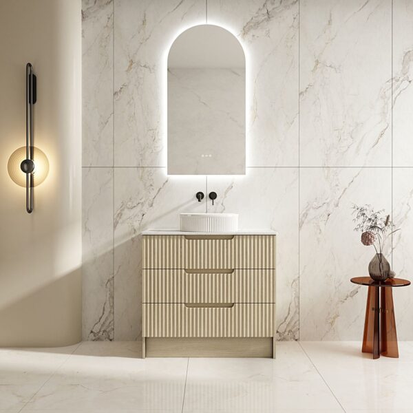 Fluted Rhea 900mm Freestanding Cabinet - Natural Oak - Image 9