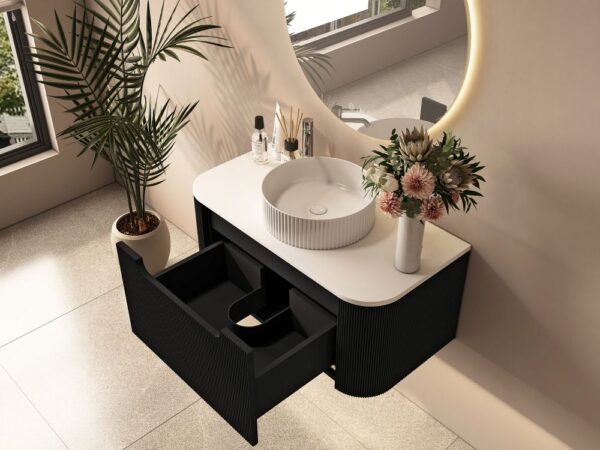 Rome 750mm Wall-Hung Cabinet - Matt Black - Image 3