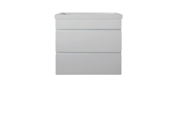 Saturn Slim 600mm Wall Hung POLYMARBLE TOP Finger Pull Vanity