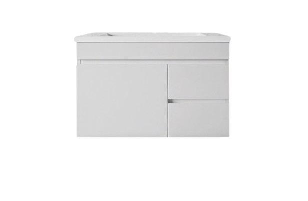 Saturn Slim 750mm Wall Hung POLYMARBLE TOP Finger Pull Vanity