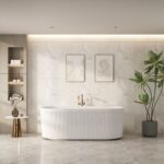 Tyler Freestanding Fluted Bathtub – Gloss White - Image 2