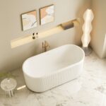 Tyler Freestanding Fluted Bathtub – Gloss White - Image 3