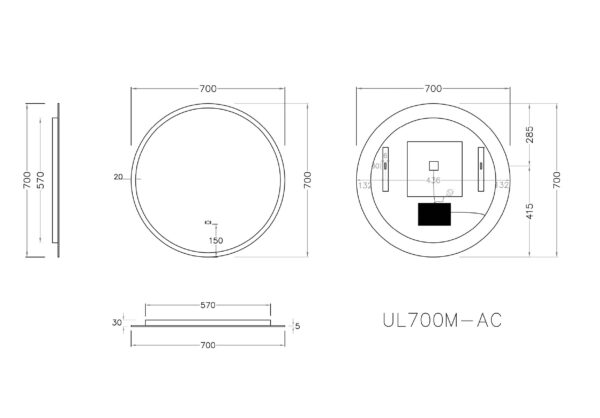Round LED Backlit Mirror - Acrylic Strip - Image 4