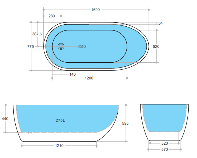 Veda Free Standing Bathtub - Image 4
