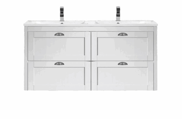 Vivo Manor 1200mm Double Wall Hung Vanity Gloss White
