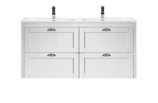 Vivo Manor 1200mm Double Wall Hung Vanity Gloss White