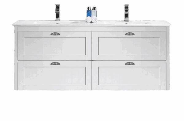 Vivo Manor 1500mm Double Wall Hung Vanity Gloss White