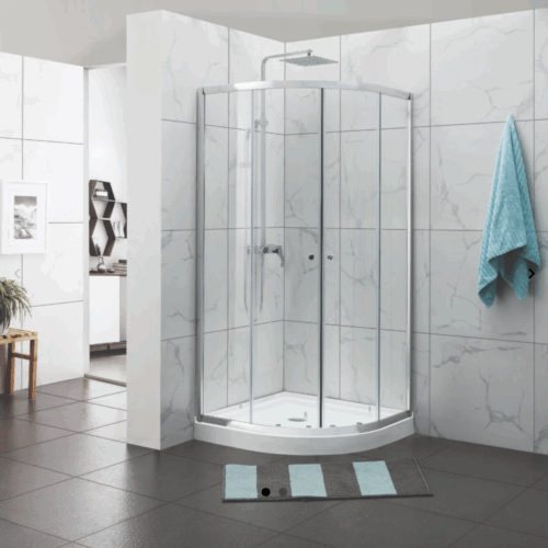 Semi Frameless Curved Double Sliding Door